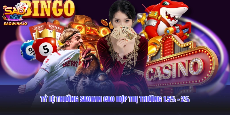 Tỷ lệ thưởng SAOWIN cao hợp thị trường 1.5% - 2%